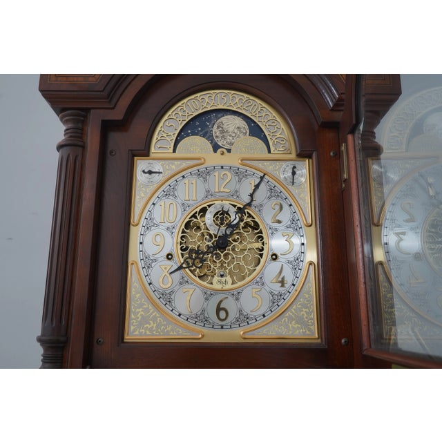 Sligh Model 818 Inlaid Mahogany Grandfather Clock | Chairish