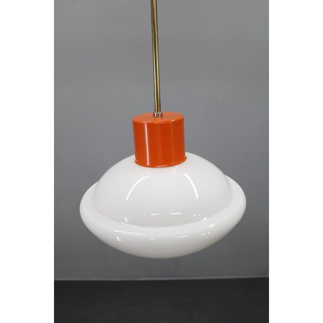 Mid-Century Czechoslovak Orange Opaline Glass Pendant Lamp, 1970s For Sale - Image 14 of 17