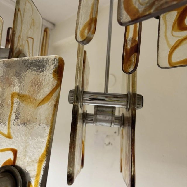 Modernist 16-Light Chandelier in Murano Glass and Steel, 1970s For Sale - Image 6 of 13