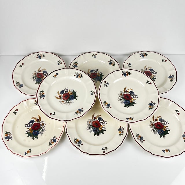 Vintage Agreste Dessert Plates from Sarreguemines, 1970s, Set of 8 For Sale - Image 3 of 10