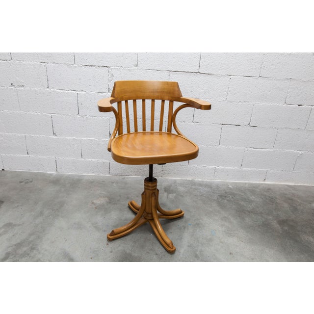 Scandinavian Swivel Office Chair in Bentwood from Thonet, 1960s For Sale - Image 9 of 18
