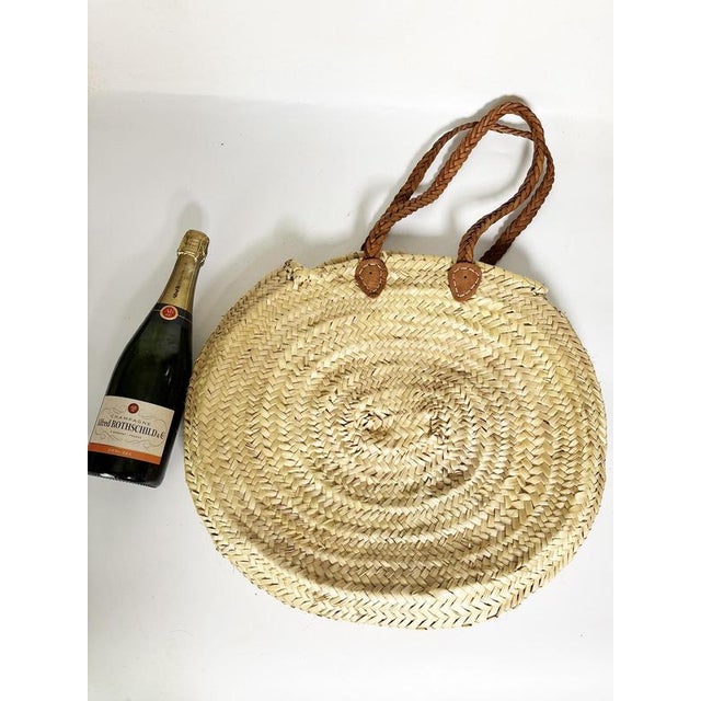 Boho Chic 20th Century Bohemian Rattan and Leather Bag, France For Sale - Image 3 of 13