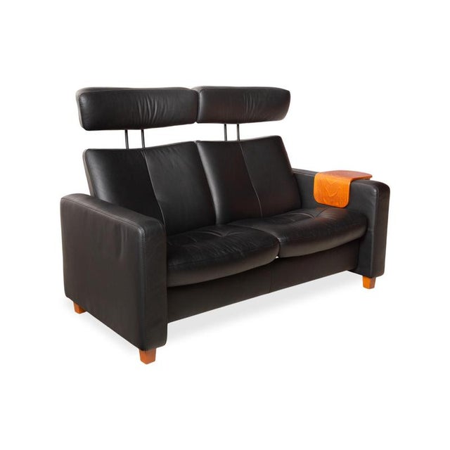 Animal Skin Arion 2-Seater Sofa in Black Leather from Stressless For Sale - Image 7 of 15