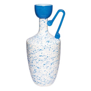 Lekythos Decorative Vase in Blue Marbled Ceramic by Stella Orlandino For Sale