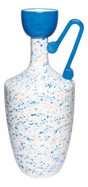 Lekythos Decorative Vase in Blue Marbled Ceramic by Stella Orlandino