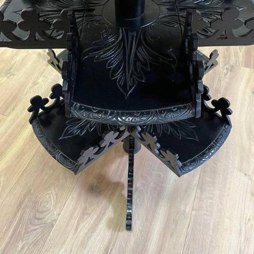 Antique Napoleon III Smoking Table in Blackened Wood, 19th Century For Sale - Image 6 of 12