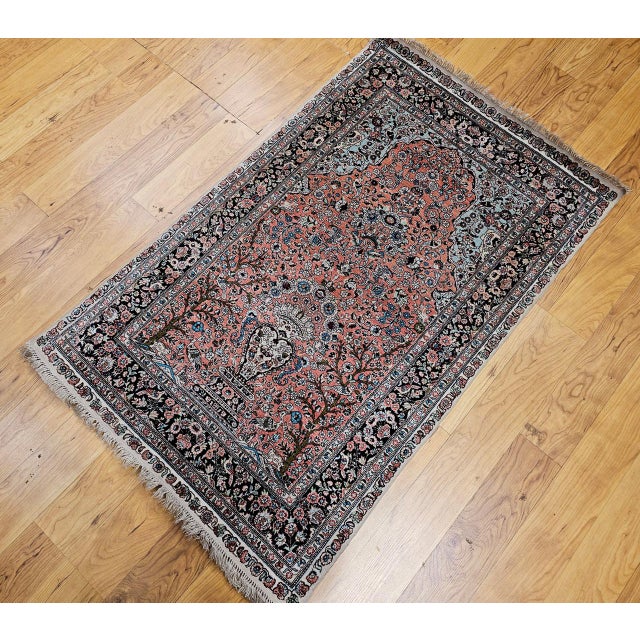 Antique Turkish Hereke Silk Rug, Tree of Life Design, Handwoven, 1900s, 3' x 4' For Sale - Image 9 of 18
