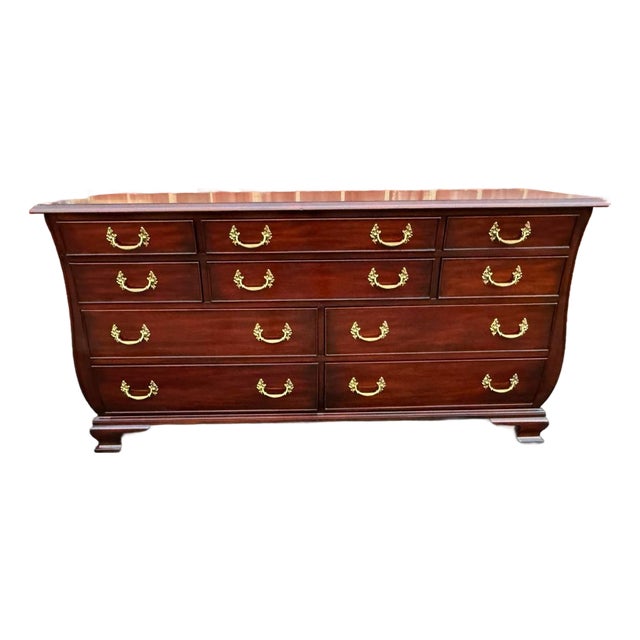 Henkel Harris Solid Mahogany Bombe Style Dresser For Sale