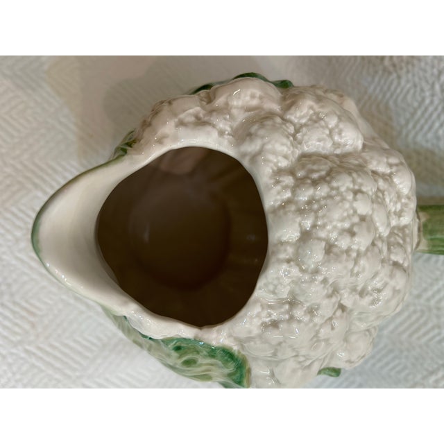 Green 1989 Fitz and Floyd Majolica Cauliflower Pitcher For Sale - Image 8 of 10
