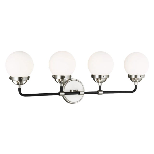 The Cafe four light vanity fixture in brushed nickel provides abundant light for your bath vanity, while adding a layer of...