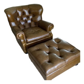 Henredon Ralph Lauren Writer’s Chair and Ottoman For Sale
