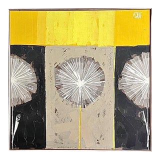 Art Sale! A+ Rare Mid Century Modern Cubist Robert McCaine Cubist Color Block Dandelion Painting For Sale