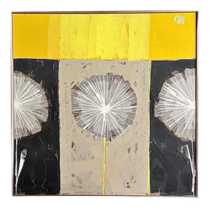 Art Sale! A+ Rare Mid Century Modern Cubist Robert McCaine Cubist Color Block Dandelion Painting