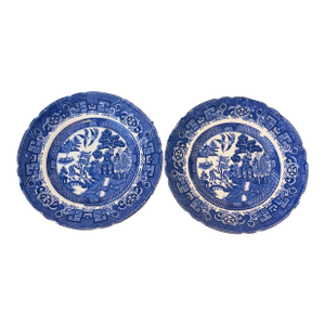 Antique 2 Allerton Blue Willow Plates
