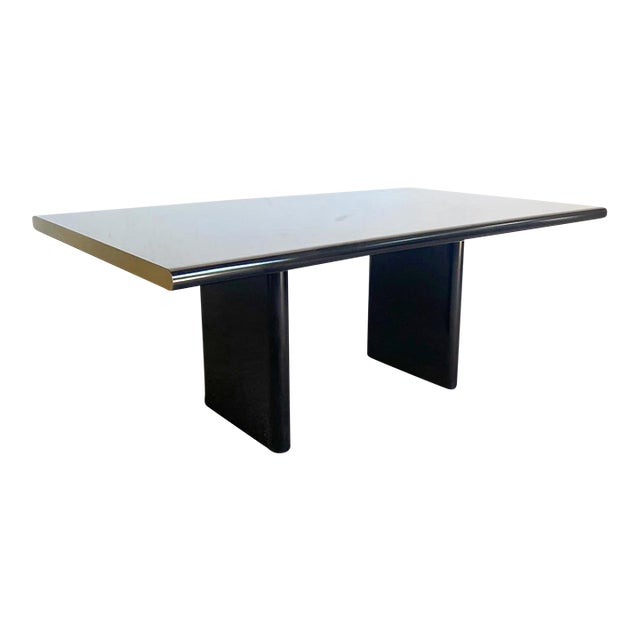 Postmodern Black Lacquer Laminate Dining Table With Gold Edge Chairish