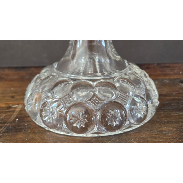 Vintage Daisy & Button Clear Pressed-Glass Pedestal Compote For Sale In New York - Image 6 of 15
