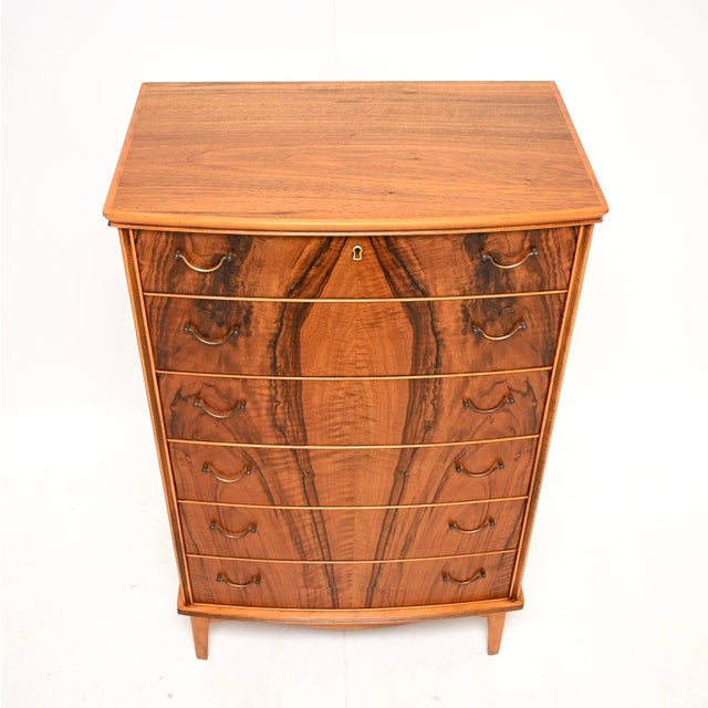 1960s Vintage Danish Walnut and Brass Chest of Drawers, 1960s For Sale - Image 5 of 11