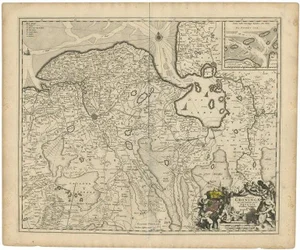 Antique Map of the Dutch Provinces Groningen and Drenthe, 1660