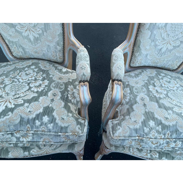 Pair of Vintage French-Style Bergère Armchairs For Sale - Image 10 of 11