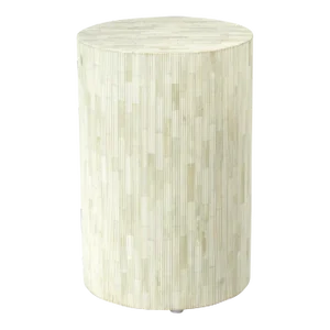 Motala 17.75" Tall Round Natural Bone Inlay Stool