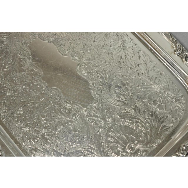 Vintage Wm a Rogers Victorian Silver Plated Twin Handle Serving Platter Bar Tray For Sale - Image 11 of 14