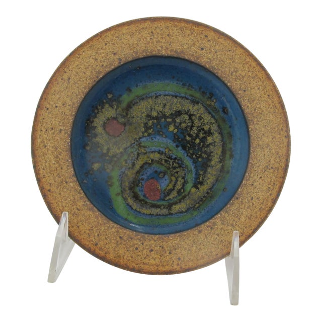 Wally Schwab Master Nw Studio Pottery Stoneware Wall Hanging Trivet Dish Plate For Sale