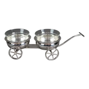 Antique Rogers Silver Plate and Glass Condiment Wagon, Circa 1920