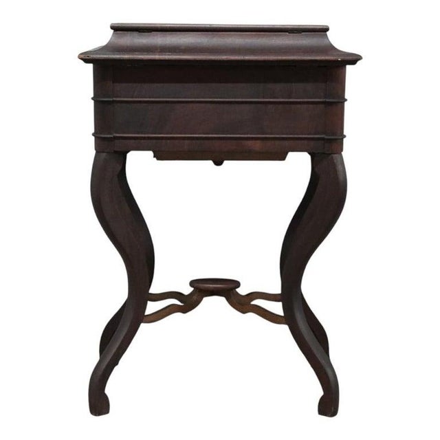 Victorian Walnut & Rosewood 2 Drawer Lift Top Sewing Stand C1890 For Sale - Image 10 of 12