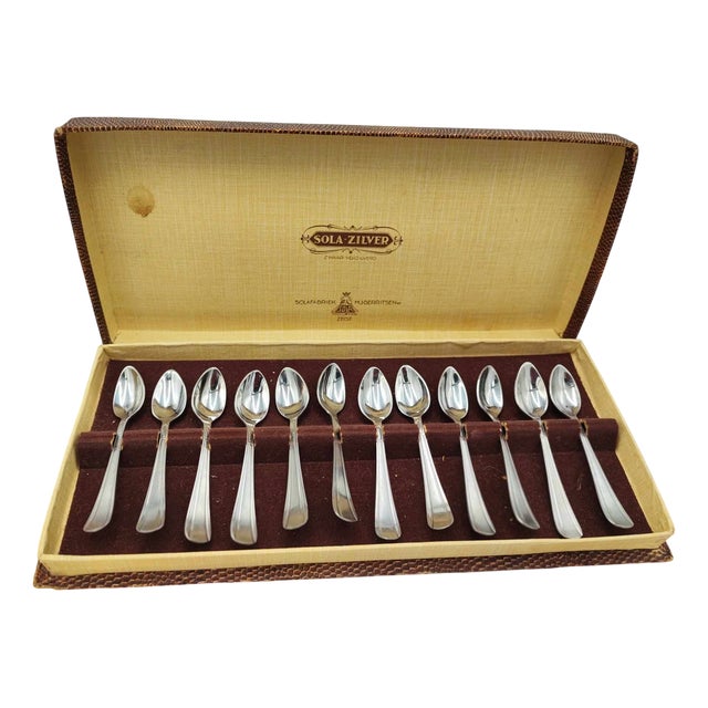 Vintage Silver Caviar Spoons from Sola, Set of 12 For Sale