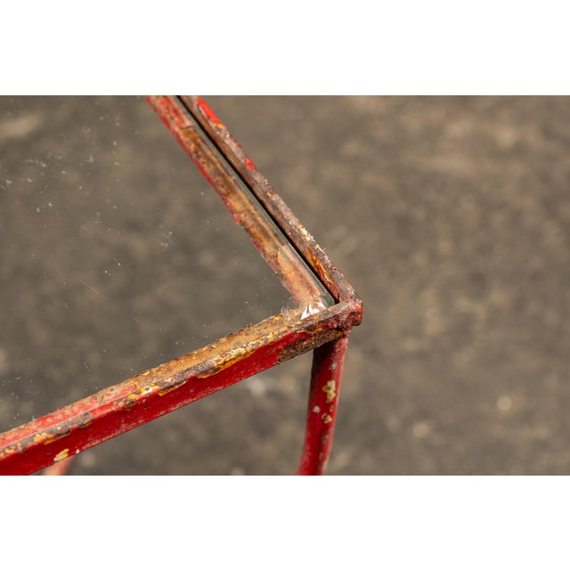 Red Mid-Century Chippy Paint Side Table in Red For Sale - Image 8 of 8