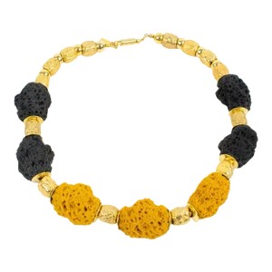 Balenciaga Gilt Metal and Lava Rock Resin Choker Necklace