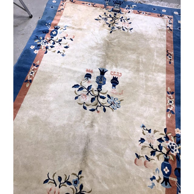 1930s, Handmade Vintage Art Deco Chinese Rug 5.1' X 8.1' For Sale - Image 4 of 9