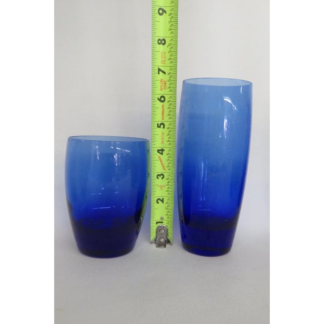 Mid 20th Century Cobalt Blue Glass Tumblers Bar Cups Mid Century Modern Drinkware - Set of 13 For Sale - Image 13 of 16