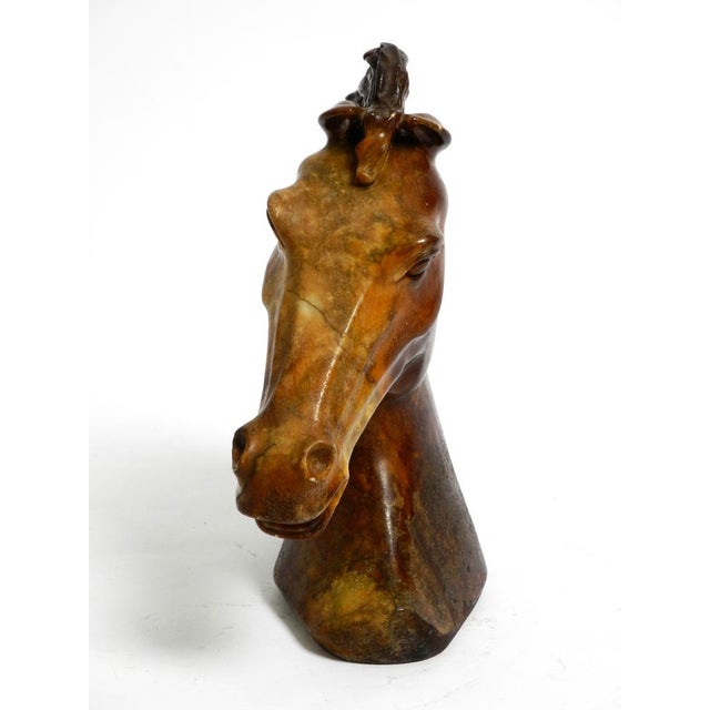 Large Horse Head Sculpture in Brown Soapstone, 1960s For Sale - Image 17 of 18