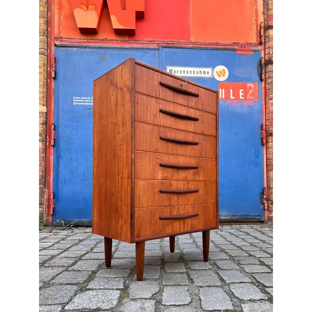 Teak Chest of Drawers with Lock, Denmark For Sale - Image 11 of 11