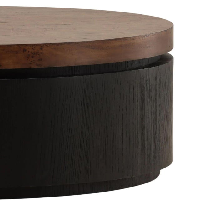 Burl & Ebony Round Coffee Table For Sale - Image 4 of 4