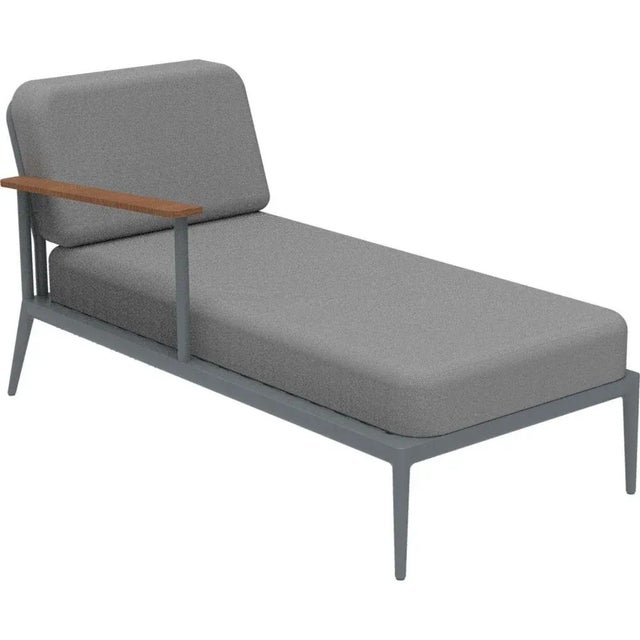 Nature grey right chaise longue by mowee dimensions: d155 x w76 x h81 cm (seat height 42 cm). Material: aluminum,...