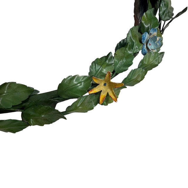 Vintage Tole Floral and Leaf Design Mirror For Sale - Image 11 of 11