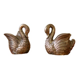 Vintage Pewter Swan Salt and Pepper Shakers, 1950s, Set of 2 For Sale