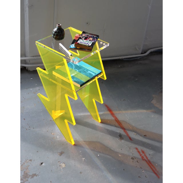 Bolt Nightstand in Yellow Acrylic by Benjamin Vintage and Design For Sale - Image 12 of 13