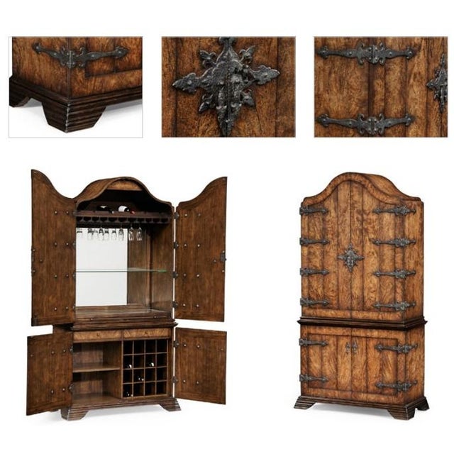 Jonathan Charles Spanish Style Crotch Walnut Drinks Cabinet For Sale - Image 4 of 13