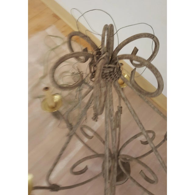 Metal Chandelier With 6 Electric Candle Holders For Sale - Image 7 of 10
