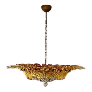 Palm Murano Chandelier With Amber and Clear Glasses For Sale