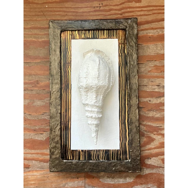 Vintage Boho Artisan Hand Painted Paper Mache Shell Wall Sculpture For Sale In West Palm - Image 6 of 6