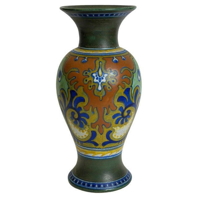 Dutch Rhodian Style Gouda Ceramic Vase attributed to Zuid, Netherlands, 1921 For Sale - Image 10 of 10