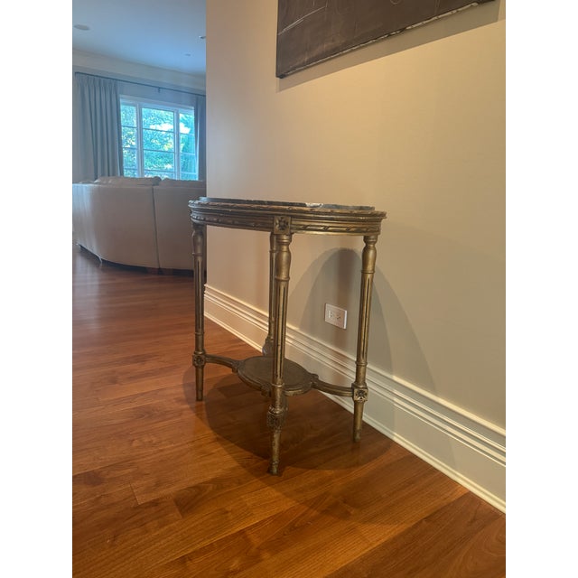 Early 19th Century Antique French Louis XVI Table Gilded in Wood and Marble, 1860s For Sale - Image 5 of 7