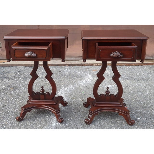 Rococo Pair Vander Ley Bros for Betty Lewis Rococo Revival Genuine Mahogany Side Tables, Circa 1920s For Sale - Image 3 of 17