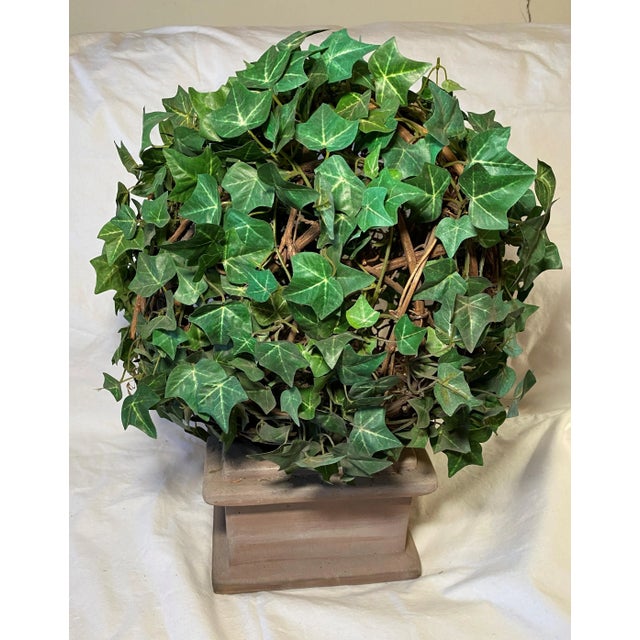 1980s Vintage Earthenware Planter With Round Faux Plant For Sale - Image 5 of 8