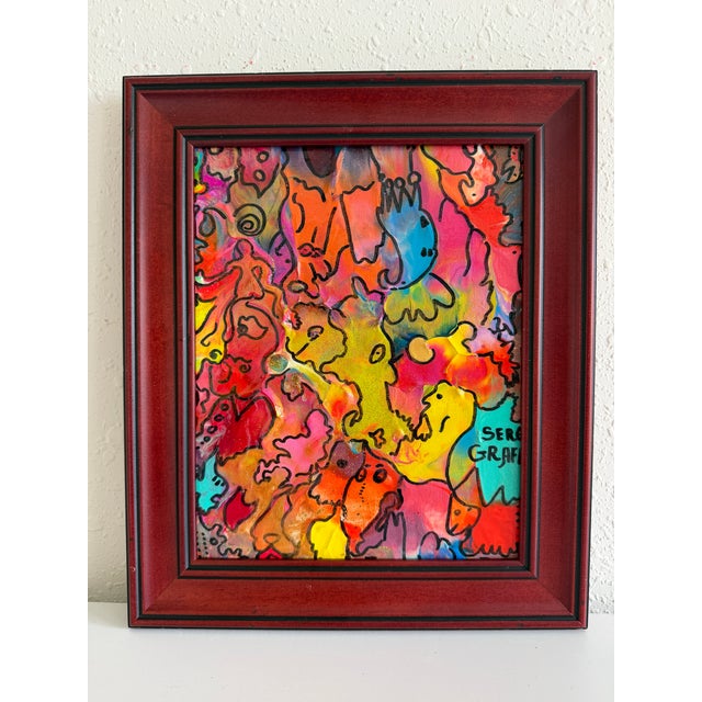 Serg Graff "Golden Comb" Abstract Acrylic Painting Framed Outsider Art Coa For Sale In Jacksonville, FL - Image 6 of 8