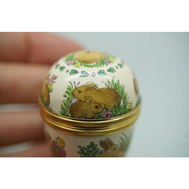 Halcyon Days Enamels England Easter Bunny Rabbit Egg Trinket Pill Box 2" For Sale - Image 12 of 12